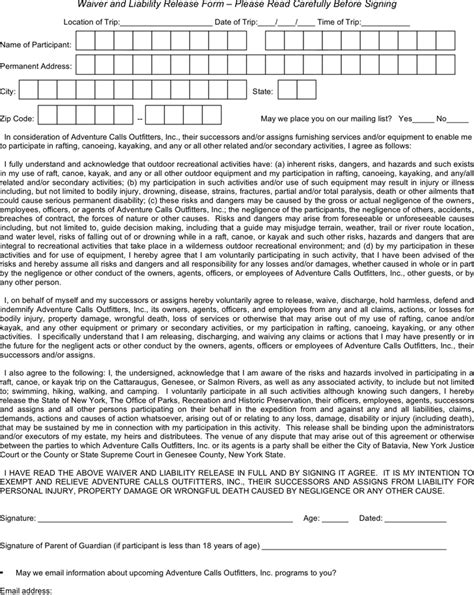 Free New York Liability Release Form Pdf 70kb 1 Pages