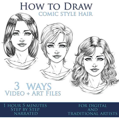 How To Draw Comic Book Style Hair - T Shirt Printing Design Illustration Of Attractive Girls In ...