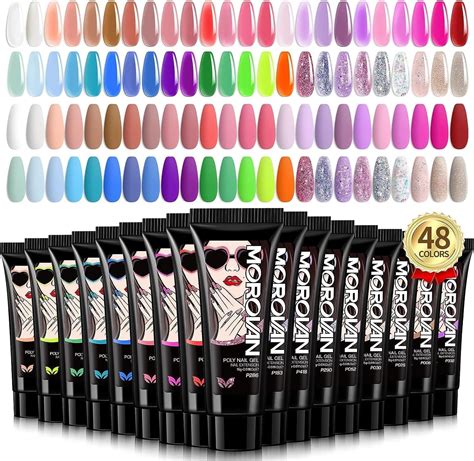 Morovan Poly Gel Nail Kit 48 Pcs Poly Gel Nail Colours Professional