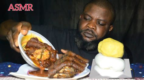 Asmr Mukbang Pepper Soup With Assorted Cow Beff Fish And Yellow Garri