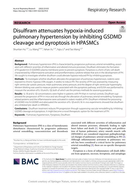 PDF Disulfiram Attenuates Hypoxia Induced Pulmonary Hypertension By