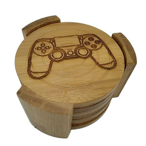 Unbranded Dining 6 Video Game Controller Laser Engraved Bamboo