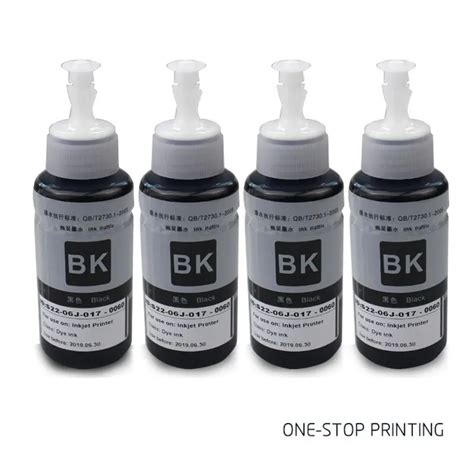 4PCS 70ML Black Dye Based Non OEM Refill Ink Kit For Epson L100 110 120