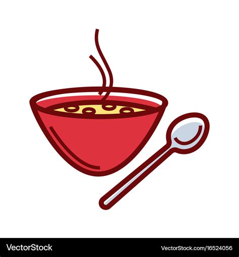 Soup bowl and spoon Royalty Free Vector Image - VectorStock