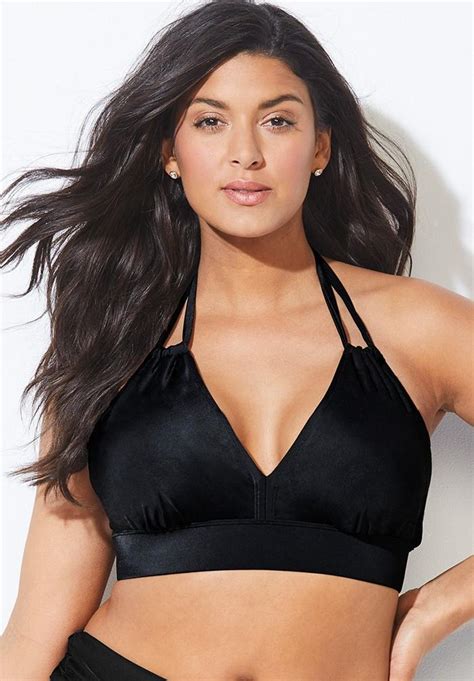 Halter Bikini Top With Loop Straps Black Woman Within