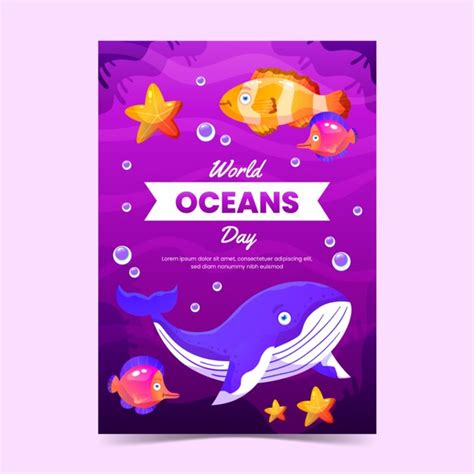 Free Vector Gradient World Oceans Day Vertical Poster Template