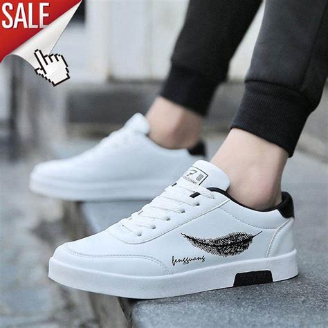 LAOCHRA New White Shoes Men's Leather Shoes For Men Korean Style Lace ...