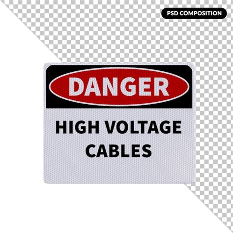 Premium Psd A Danger High Voltage Cables Sign With A Red And Black Label