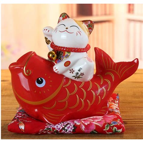 Jual Pajangan Keramik Maneki Neko Kado Cantik Celengan Patung Kucing