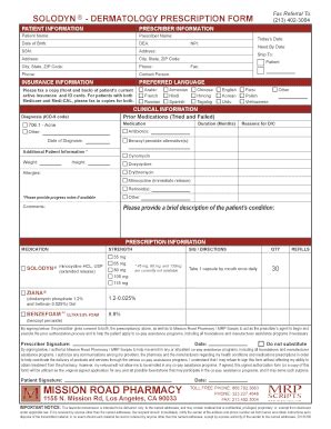 Fillable Online MRP Prescription Form Solodyn Dermatology