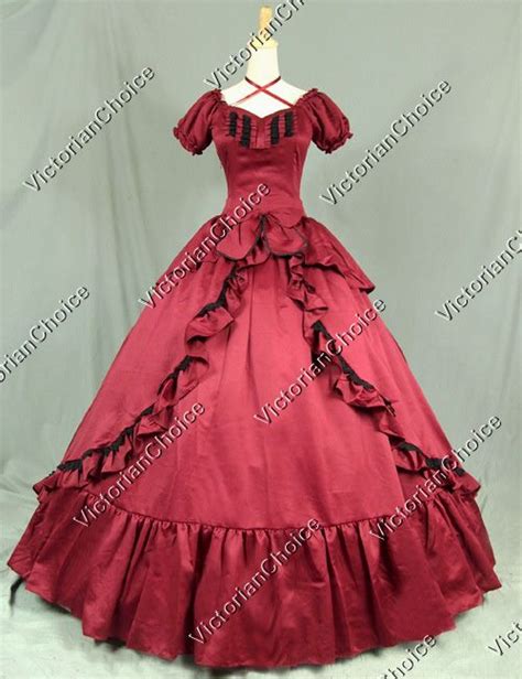 Victorian Southern Belle Red Satin Dress Gown Reenactment Halloween