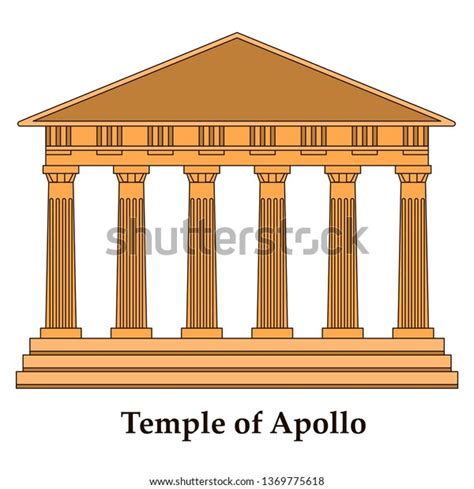 Greece Temple Apollo Vector Outline Illustration Stock Vector Royalty