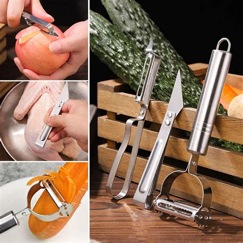 Three Piece Set Multi Function Stainless Steel Potato Cucumber Carrot