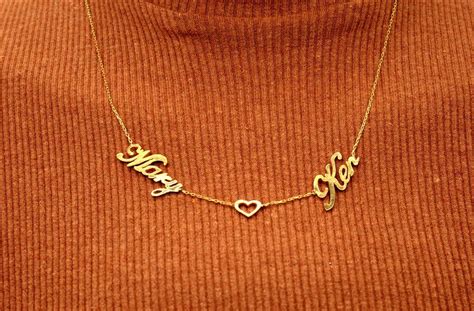 Custom 2 Name Necklace Spaced Letter Necklace Custom Etsy