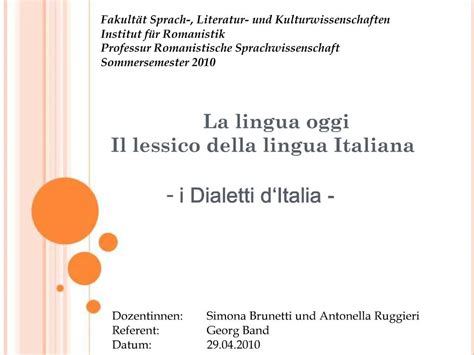 PPT La Lingua Oggi Il Lessico Della Lingua Italiana I Dialetti D