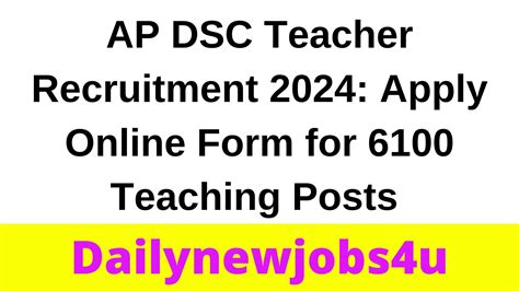 AP DSC Teacher Recruitment 2024 Apply Online Form For 6100 Teaching