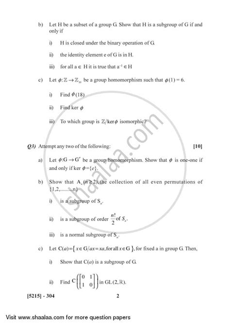 Group Theory 2017 2018 Bsc Mathematics Semester 5 Tybsc 2013 Pattern