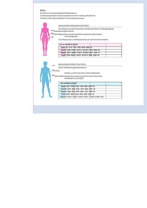 Walgreens Medline Scrubs Sizing Chart printable pdf download