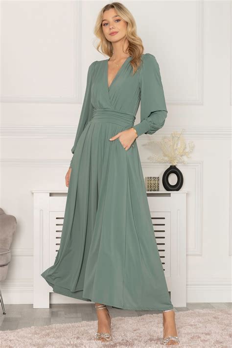 Buy Jolie Moi Green Rashelle Jersey Long Sleeve Maxi Dress From The