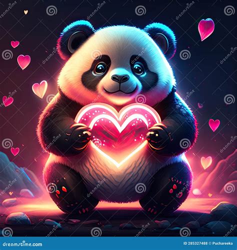 Cute Giant Panda Hugging Heart Valentines Day Card With Panda And