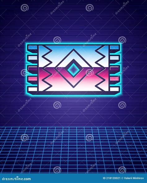 Retro Estilo Mexicano Alfombra Icono Aislado Futurista Paisaje Fondo