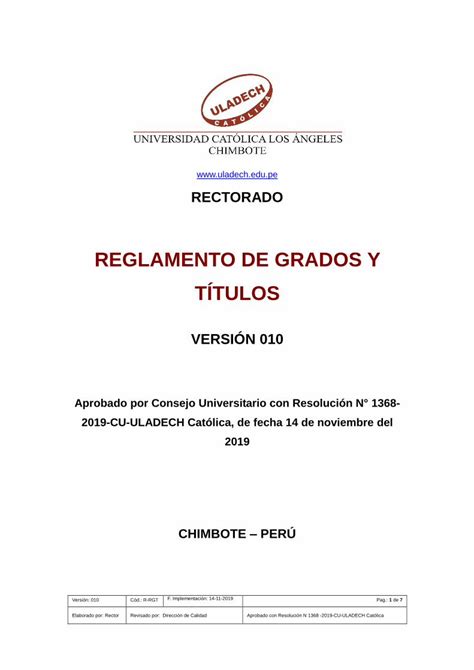 PDF REGLAMENTO DE GRADOS Y TÍTULOS Los diplomas de grado de