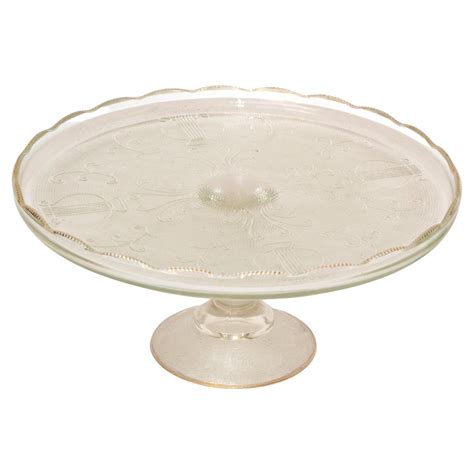 Antique American Square Glass Pedestal Cake Stand Fostoria At 1stdibs Fostoria American Cake