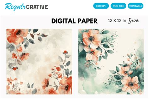 Watercolor Elegant Floral Digital Paper Graphic By Regulrcrative