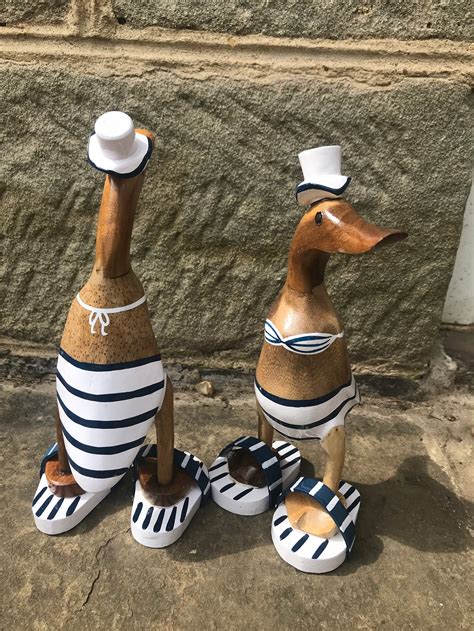 Wooden Bamboo Bikini Beach Duck Handmade Gift Statue Swimsuit Etsy