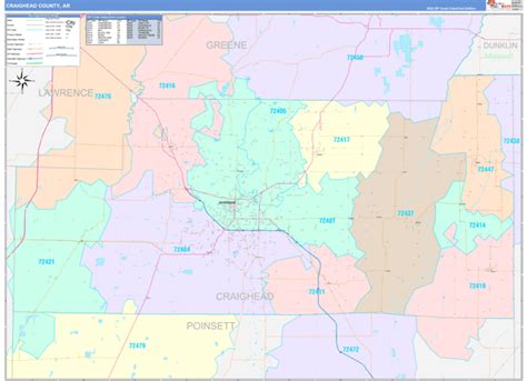 Craighead County Ar Wall Map Color Cast Style By Marketmaps Mapsales