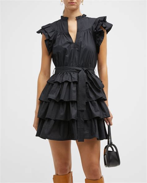 Ulla Johnson Lulua Ruffle Tiered Flutter Sleeve Mini Dress Neiman Marcus