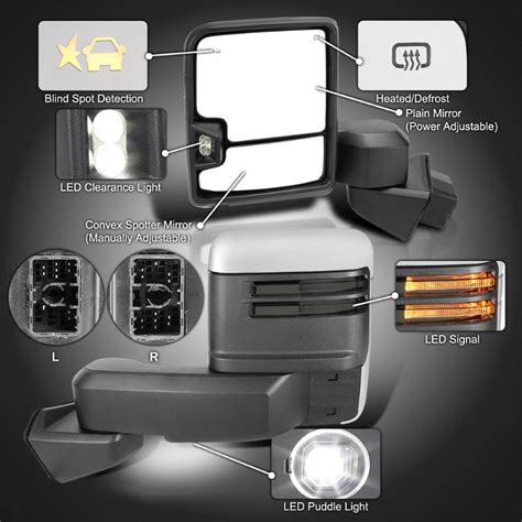 Spec D Gmc Sierra Power Heated Towing Mirrors Smoke Led