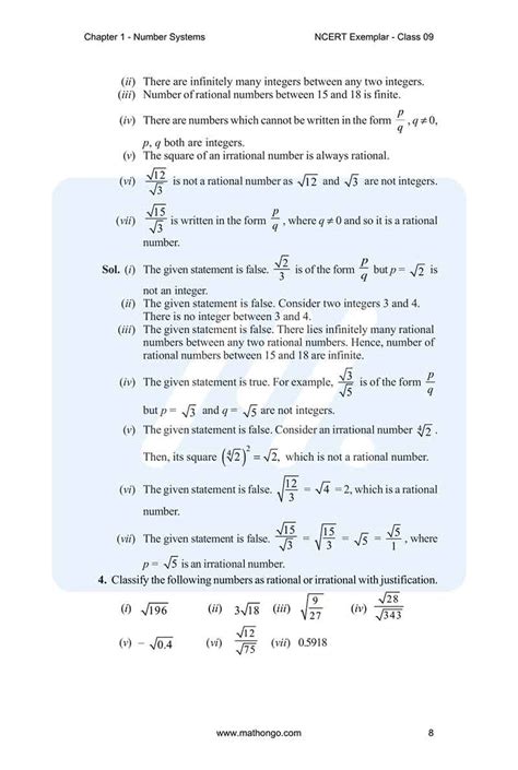 Ncert Exemplar For Class 9 Maths Chapter 1 Mathongo