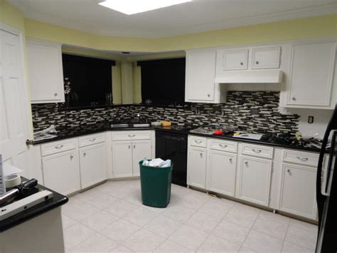 Kitchen Glass Mosaic Tile Floor Tile Paint Before And After