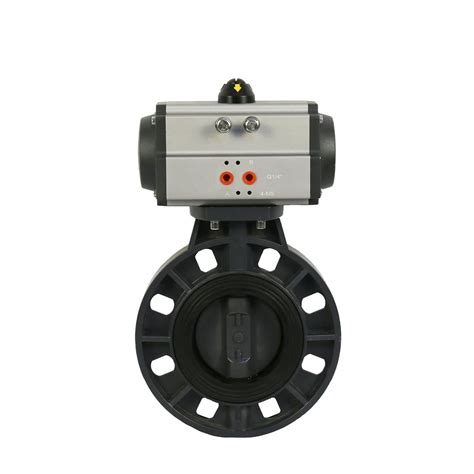 PVC UPVC Plastic EPDM Seat Wafer Type Pneumatic Butterfly Valve