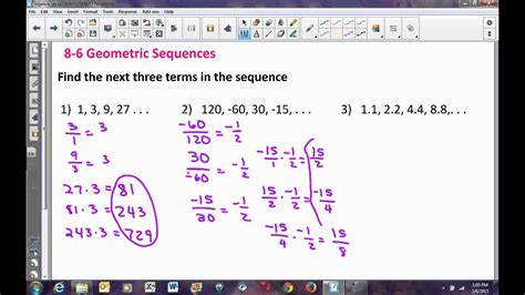 Algebra Lesson Geometric Sequences Youtube