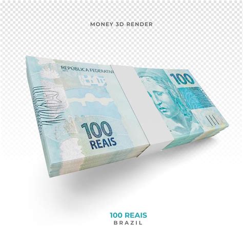 Premium PSD Brazilian Money With 100 Reais Banknote 3d Render