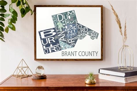 Typographic Map of Brant County County Map Print Ontario - Etsy