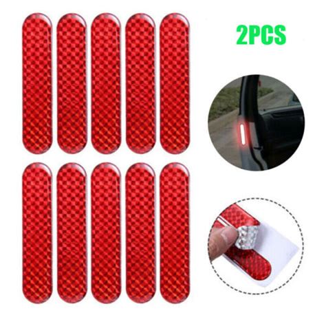 Pcs Red Reflective Safety Warning Strip Tape Car Door Bumper Reflector