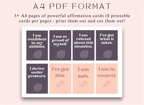 Affirmation Cards For Anxiety Printable Positive Affirmation Cards