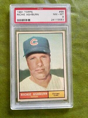 Topps Baseball Richie Ashburn Chicago Cubs Psa Nm Mt Ebay