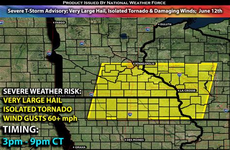 Severe T Storm Advisory Very Large Hail Isolated Tornado Damaging