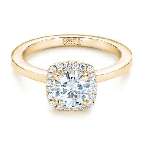 18k Yellow Gold Custom Diamond Halo Engagement Ring 102460 Seattle