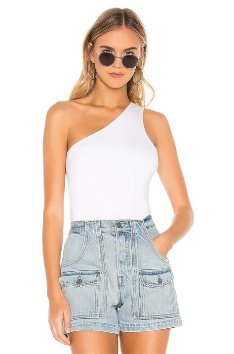 Superdown Devonne One Shoulder Bodysuit In White Revolve