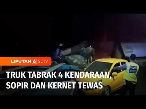 Diduga Rem Blong Truk Pengangkut Gula Cair Tabrak Tiga Mobil Dan Satu