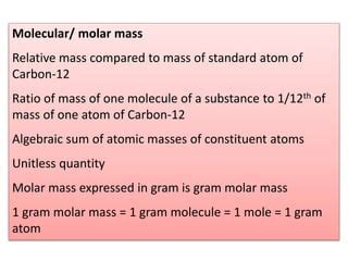 Std XI-Chem-Ch1-Concepts-Isotopes-Atomic-mass-Molecular-mass | PPT