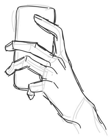 A Drawing Of A Hand Holding A Cell Phone In It S Left Hand