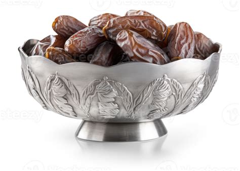 Date Fruits On Silver Bowl 22787347 Png