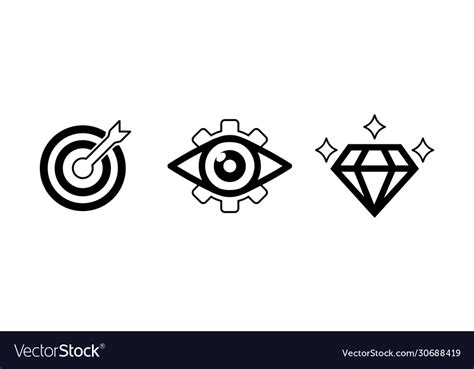 Mission vision values icon set or business goal Vector Image