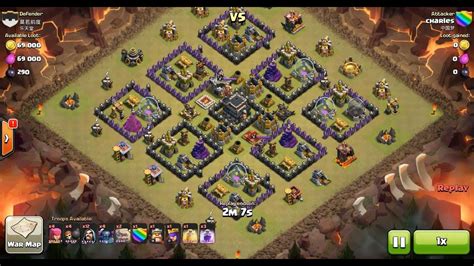 Clash Of Clans Th9 Vs Th9 Golem Wizard And Pekka Gowipe Clan War 3